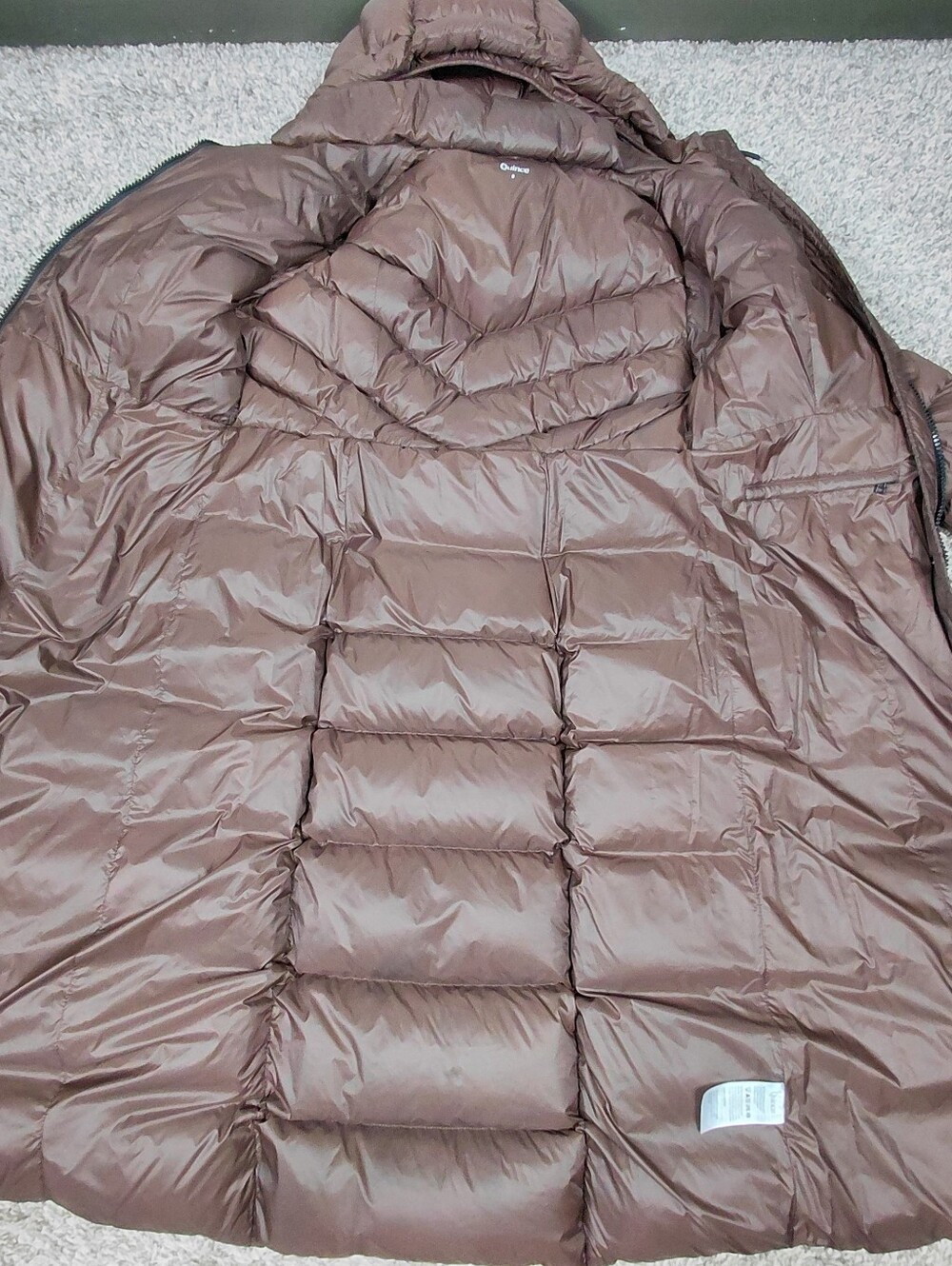 Quince Responsible Down Puffer Maxi Coat Jacket Womens Small Brown Long NO BELT - Picture 3 of 8